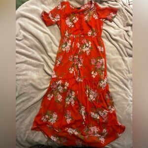 Who What Wear Red Floral High Low Dress